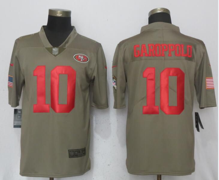 Men San Francisco 49ers #10 Garoppolo Olive Salute To Service Limited Nike NFL Jerseys
